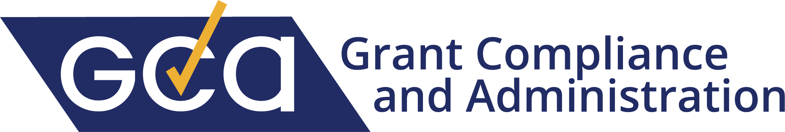 Logo of GCD Grant Compliance and Administration with a blue and yellow checkmark design.