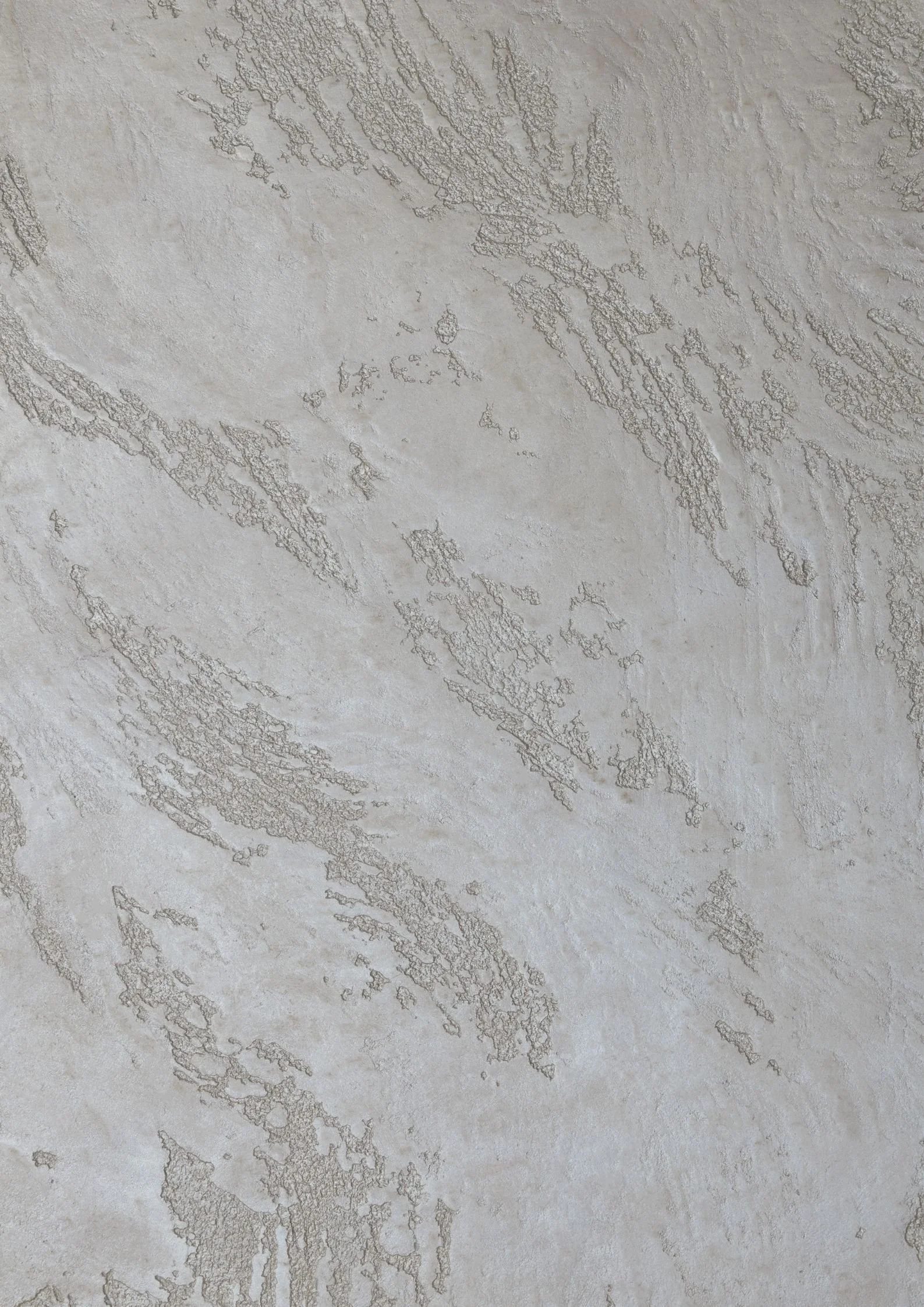 Close-up of a textured, light-colored stone or concrete surface with natural patterns and cracks.