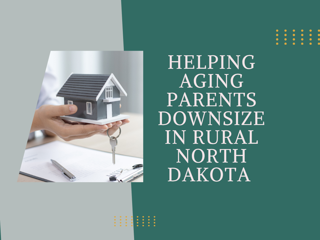 Hand holding tiny home and key as an image for downsizing again parents in rural North Dakota