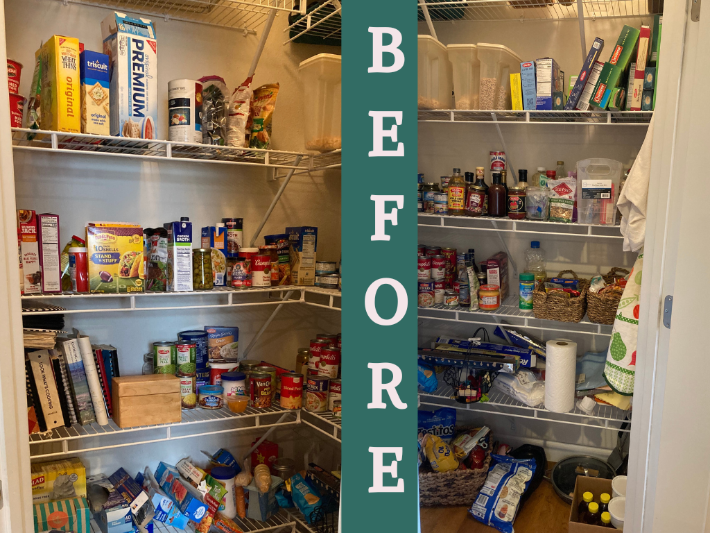 before images of cluttered messy pantry