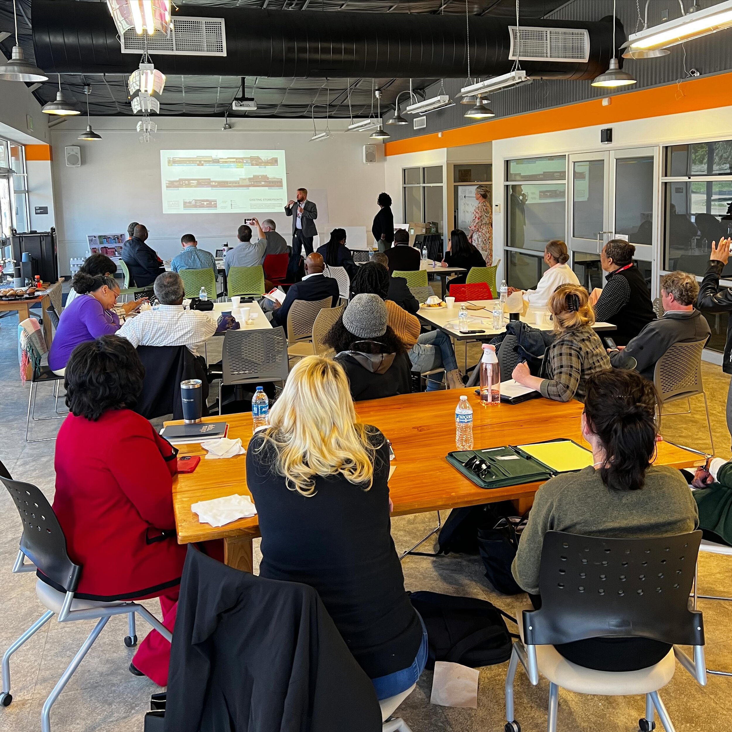 Today we hosted the @community.progress at the Hunt Center in Helena, AR along with representatives from Pine Bluff, Clarksdale, Elaine, and the Walton Family Foundation to share strategies and success for activating our vacant properties. We have so