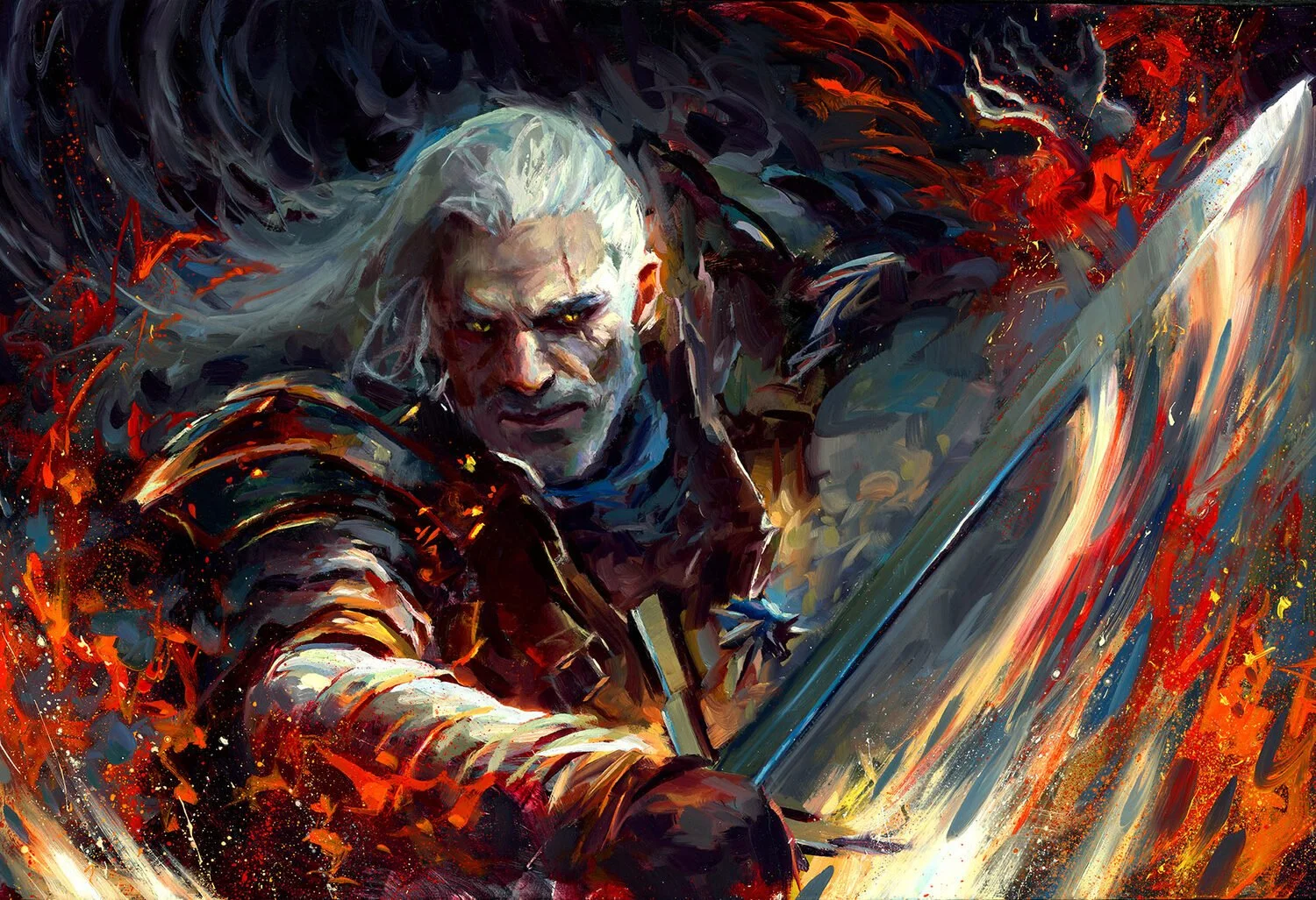 Kai Lun Qu • "The Monster Slayer"
Oil • 12 x 18 • NFS • This piece depicting Geralt of Riveria slaying monsters mid battle was a commission by a client. • kailunqustudio@gmail.com