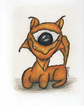 John Gregg • "Yellow Cycat
Drawing" • 8 x 6 • $250 • "Yellow Cycat" is a colorful, quirky, fun loving, cat like monster. My Cycat Series is drawn with colored pencils on paper. • johngregg.com@gmail.com