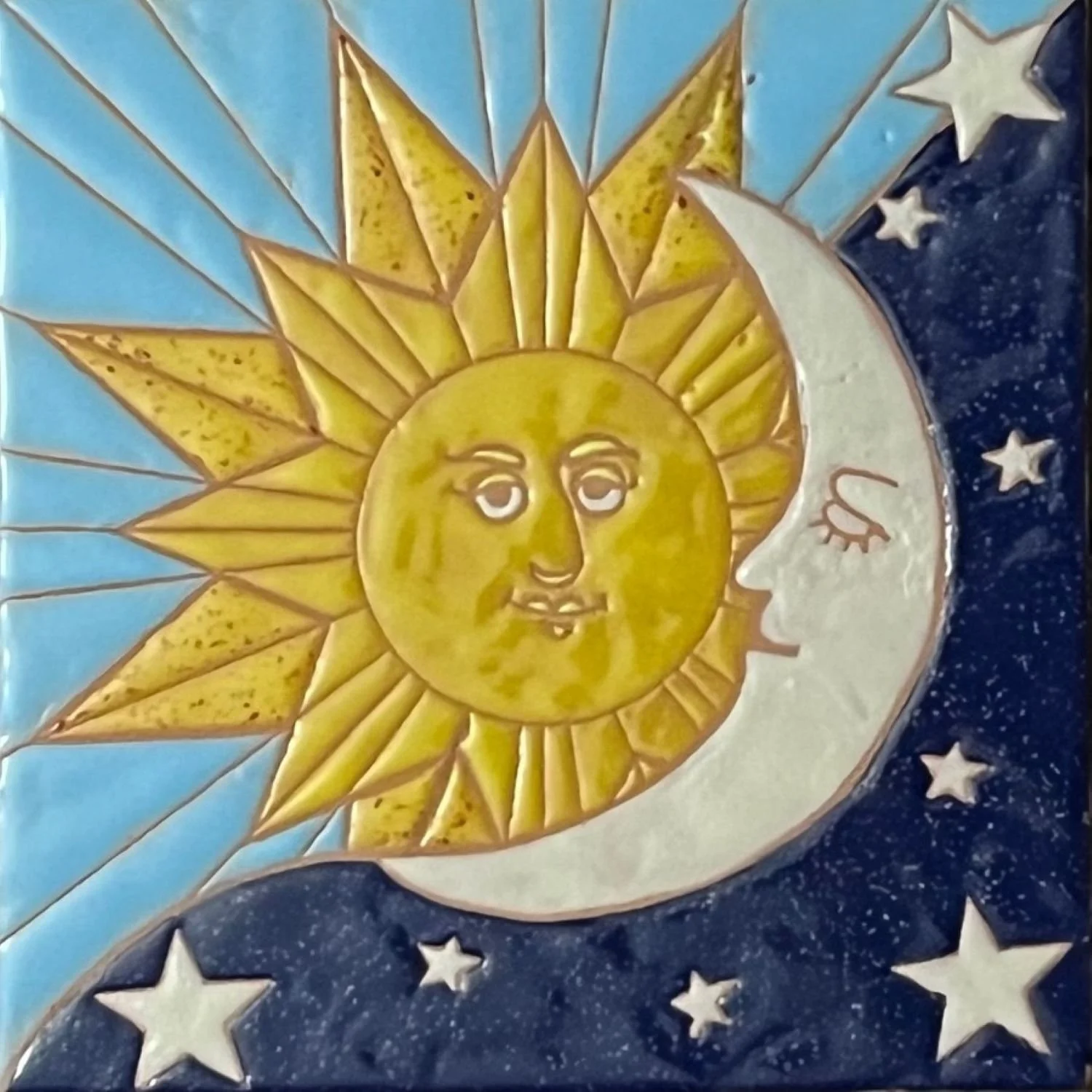 Bobbie Maxvill "Night and Day"
Ceramics
6 x 6 x 0.25
NFS
Artwork Description
My art was inspired because of a family outing to the beach. Our small family played all day and then slept in the camper that night, but not before we looked up at the star