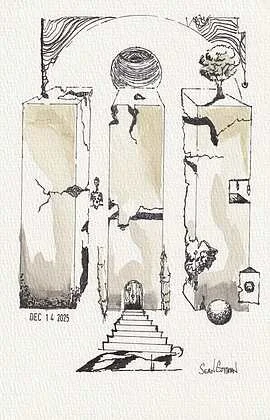 Sean Cottman • "Framework No.5: The Threshold" • 2025 • Drawing • 9 x 6 • $300 • seancottmanart@gmail.com