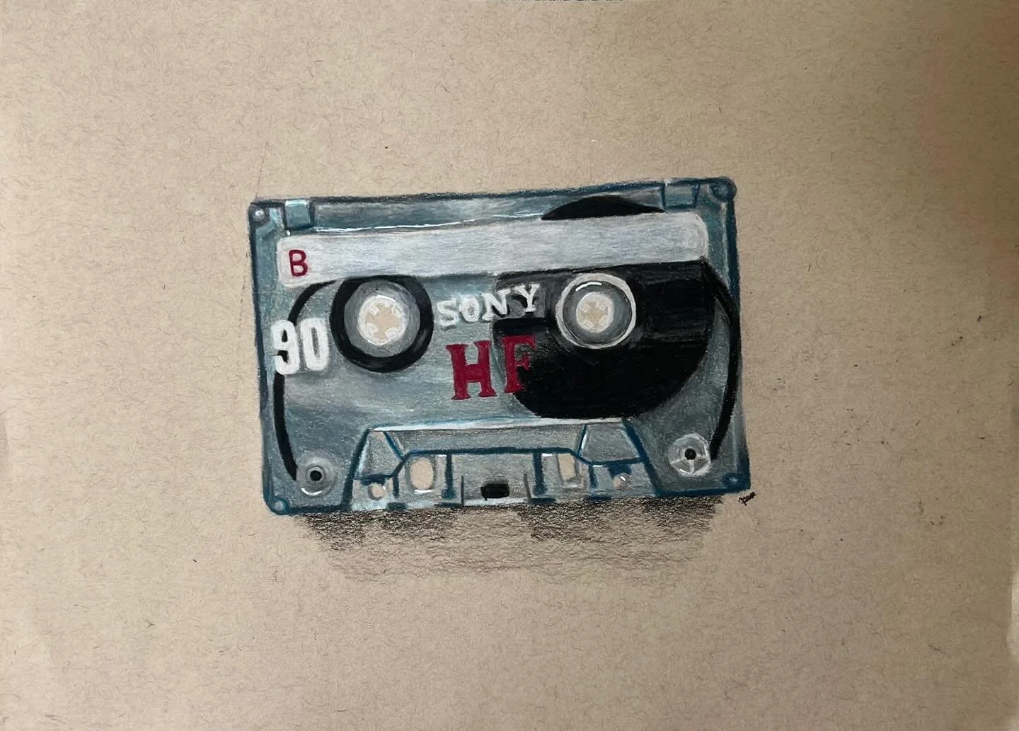 Asmi More 
Cassette, 2021 
Colored Pencil on Toned Tan paper 
9 x 12 in. | 22.9 x 30.5 cm
Hands and Minds in Celebration: A Staff Exhibition
Featuring works by Ayano @ayanayanon, Jeff Gomez @jeff_gomez._, Mandy Henson @mandyhensonart