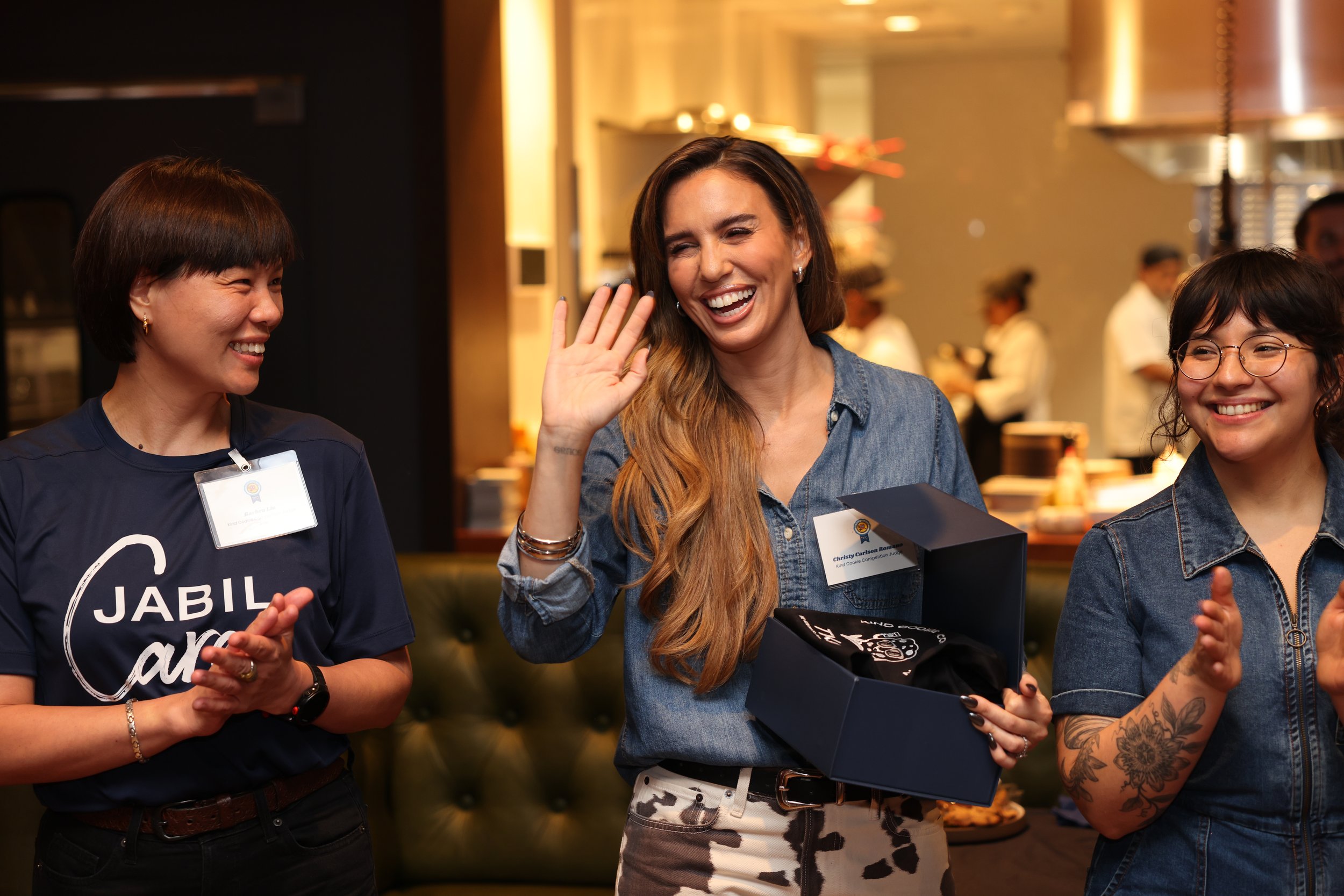 Woman smiling after receiving award