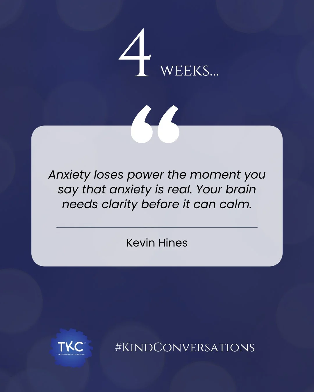 Step 1: Name it.  #KindConversations 💙⁠
⁠
Naming the feeling is the first step toward reclaiming your peace. 🌊⁠
⁠
Kevin Hines, our 2025 Art of Kindness Gala featured speaker, reminds us that we can&rsquo;t fix what we refuse to acknowledge. By simp