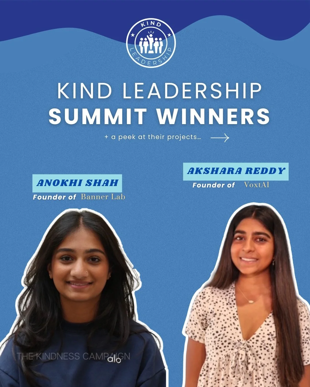Congrats to the winners of this year&rsquo;s Kind Leadership Summit! 🌟

Year One Winner - Anokhi Shah&rsquo;s Banner Lab @bannerlab_atx :
Creating hand-painted banners to raise funds and awareness for The Rainbow Room @partnershipsforchildren. An AT
