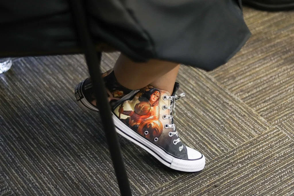 Elizabeth and Wonder Woman shoes.jpg