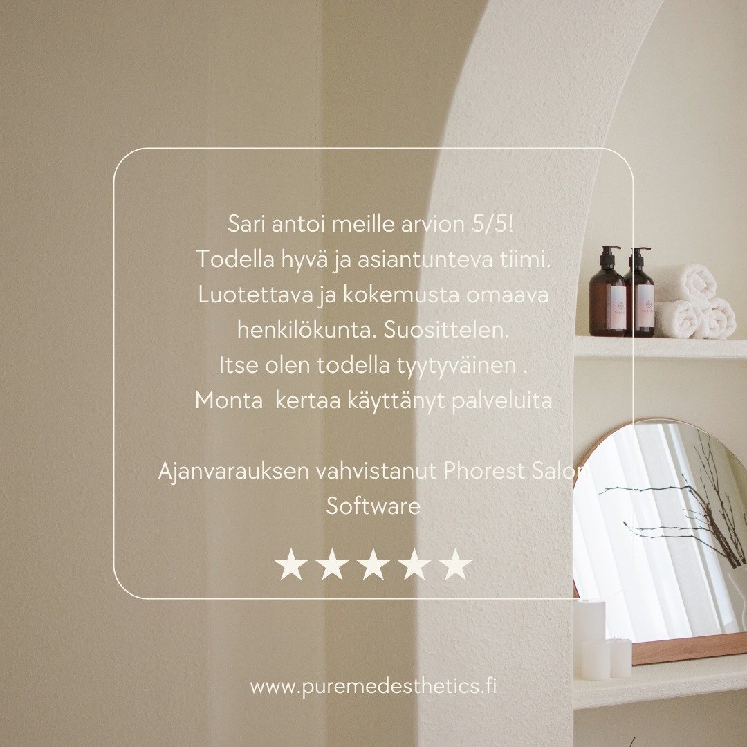 Kiitos taas asiakkaillemme ihanista palautteista 🖤

Muistathan suositella meit&auml; my&ouml;s yst&auml;v&auml;llesi ja lunastat 25&euro; lahjakortin jokaisesta onnistuneesta suosittelusta!

Kuinka suosittelu toimii? 😍
▪L&ouml;yd&auml;t suosittelul
