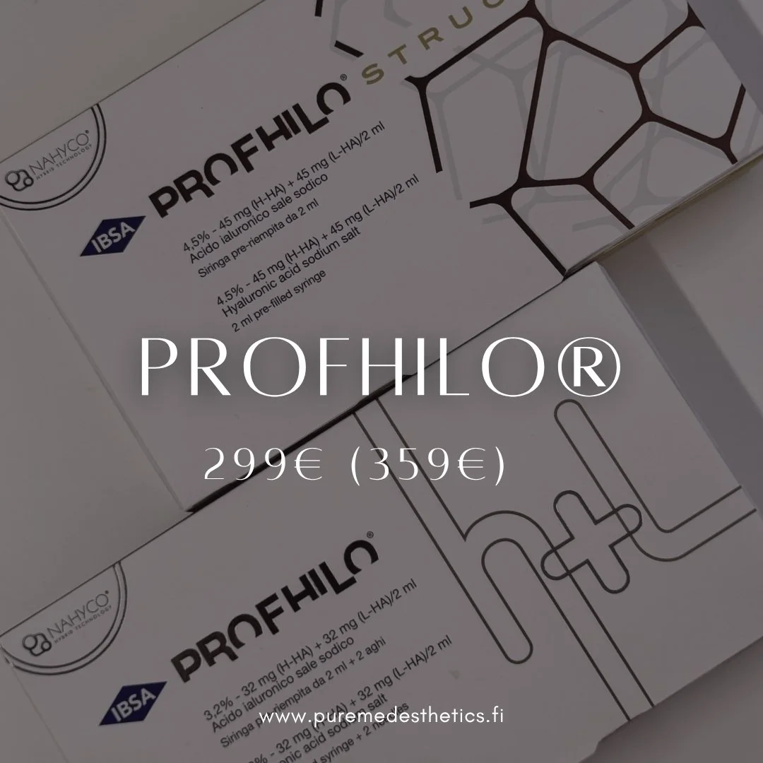 Loppuvuoden kampanjahoitona huippusuosittu 
- Profhilo&reg; - Ihon kiinteytyshoito hintaan 299&euro; (norm. 359&euro;) 🩷

Profhilo&reg; on palkittu ihonhoidon menetelm&auml;, joka on saanut suuren suosion esteettisell&auml; alalla niin l&auml;&auml;