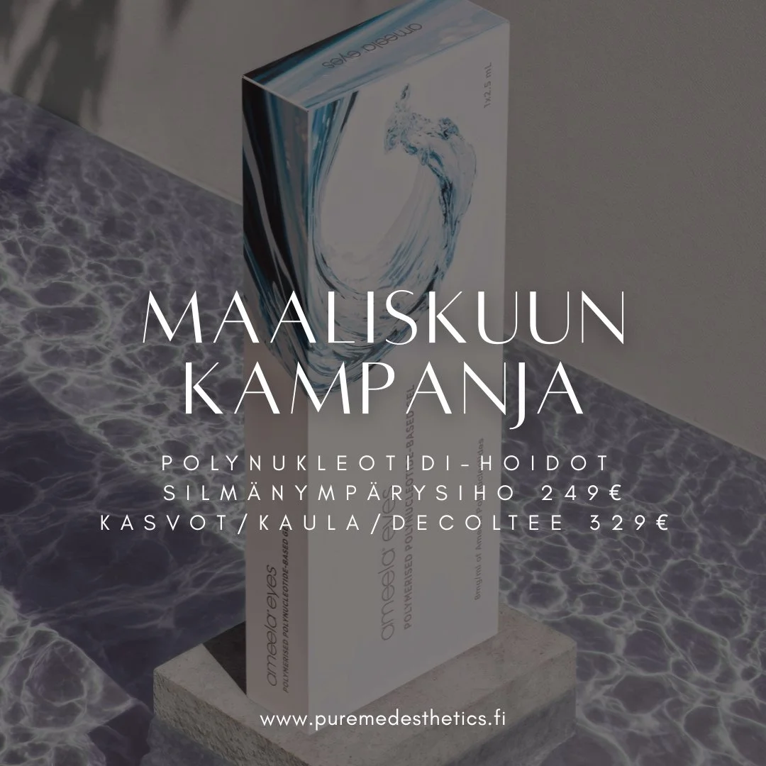 Kauan odotettu kampanja polynukleotidi-hoidoista on t&auml;&auml;ll&auml;! ✨

Suuren suosion esteettisell&auml; alalla saavuttaneet polynukleotidit-hoidot (salmon sperm facial) ovat nyt maaliskuun kampanjahoitona! 
Kev&auml;t on t&auml;ydellinen hetk