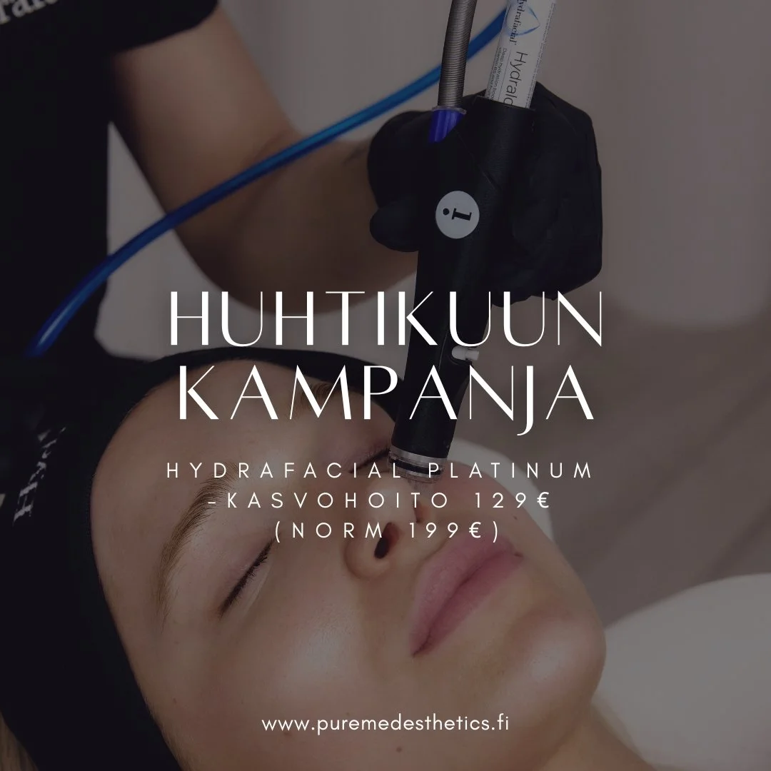 Huhtikuun kampanjahoito valmistelee ihosi kes&auml;&auml; varten ja tarjoaa ihon tehokkaan puhdistuksen ja tehoaineiden imeytymisen😍

Hydrafacial Platinum hoito on kokonaisvaltaisin Hydrafacial-hoito, joka yhdist&auml;&auml; kuorinnan, ihohuokosten 