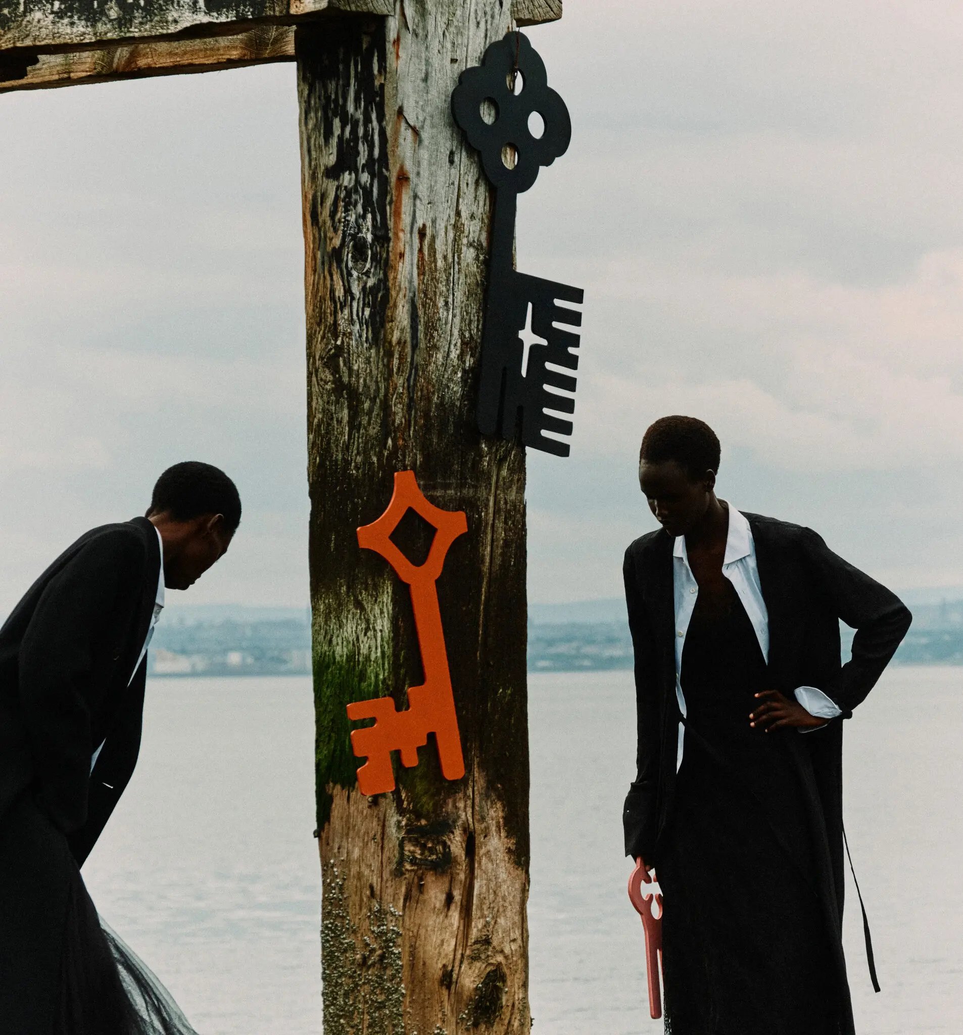 2 models photographed in Scotland by Jack Davison for T: The  New York Times Style Magazine.
From Left: Model wears Fendi coat and dress, with stylist’s own shirt. Fendi dress and dress (worn underneath); and stylist’s own shirt. Styled by Raphael Hi