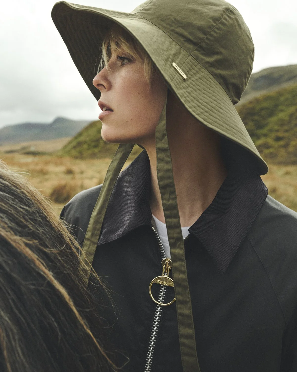 Photograph by Dan Jackson of Model, Edie Campbell, dressed in Barbour. Shot for Barbour Spring Summer 2026 campaign by Dan Jackson.