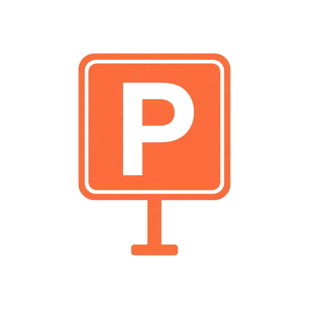 Red parking sign with a white background and a red letter "P" in the center.