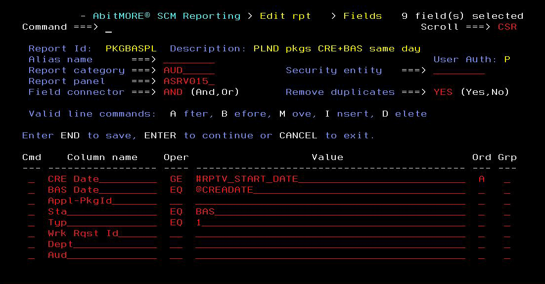  Edit report columns 