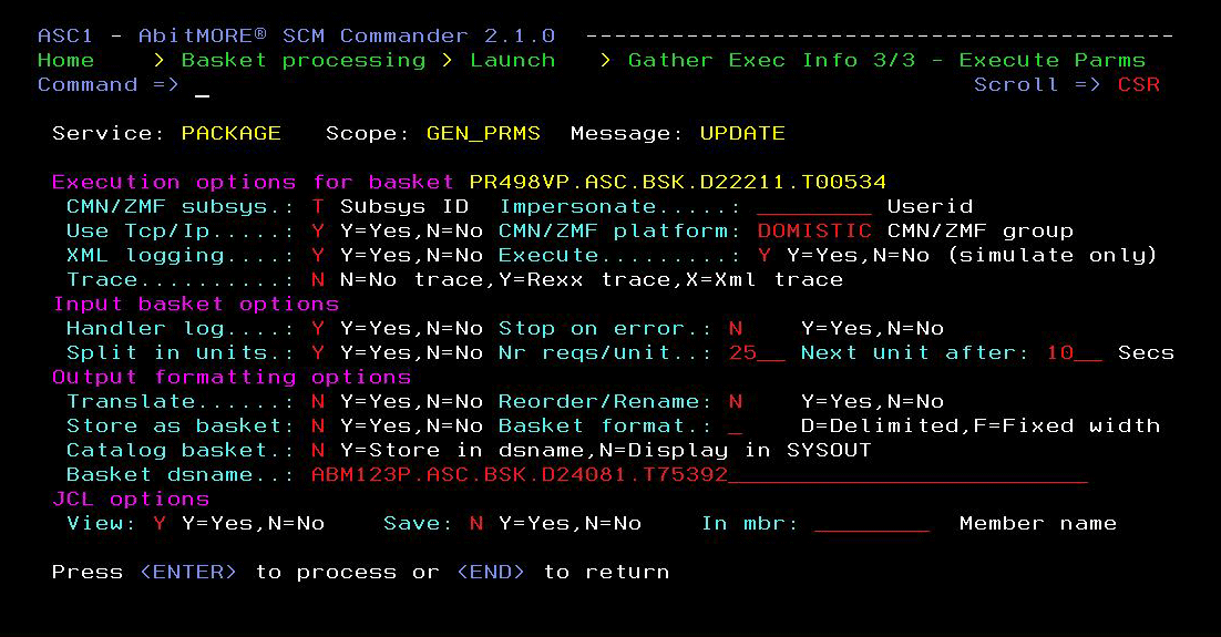  Basket execution parameters 