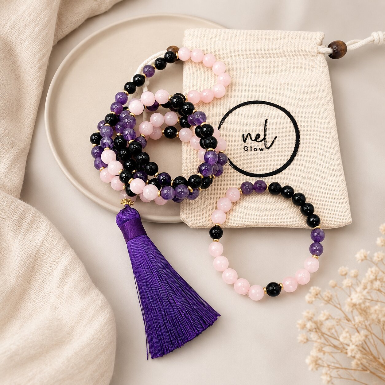 amethyst mala kette von nelglow