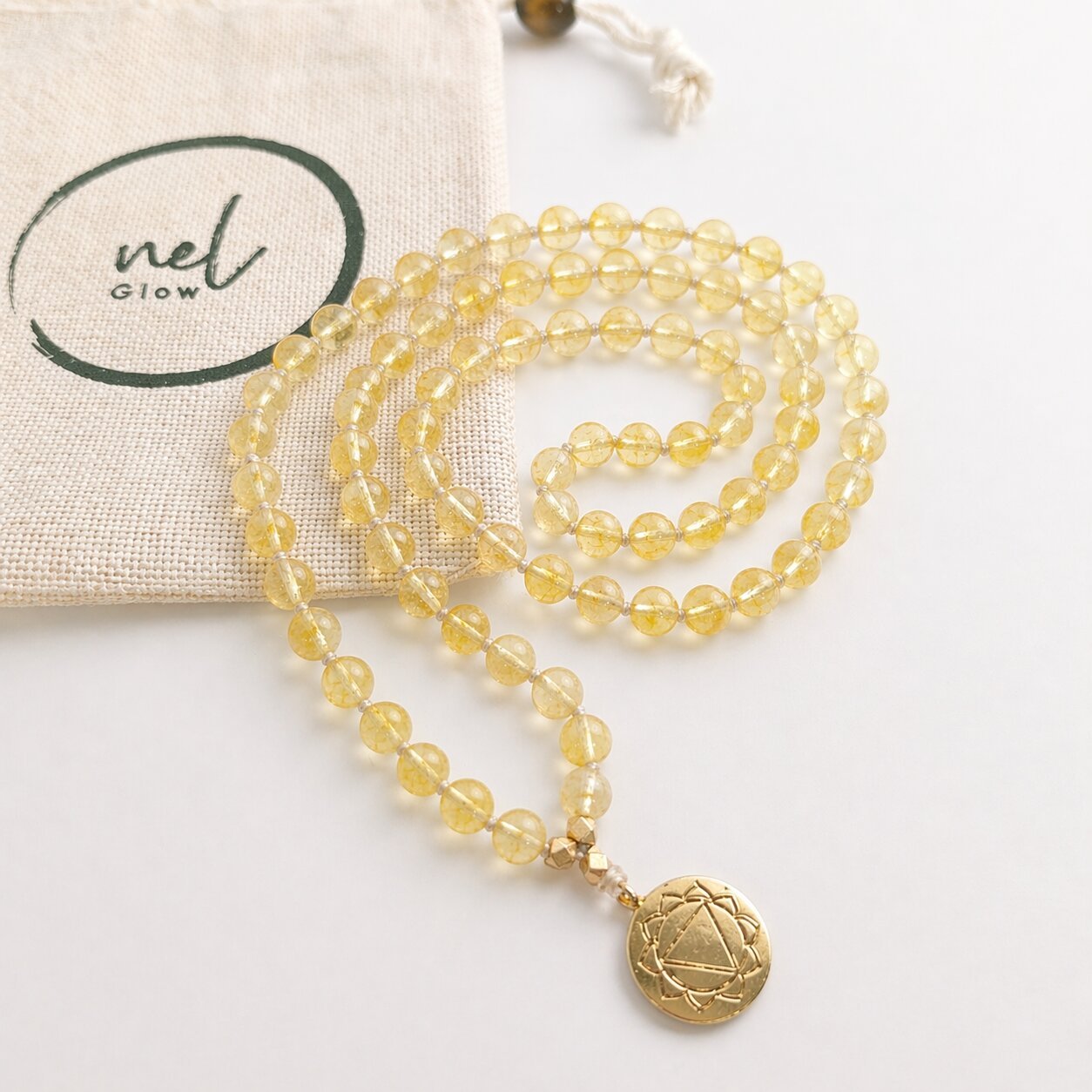 Elegante Citrin Mala Kette – Lumen Kollektion