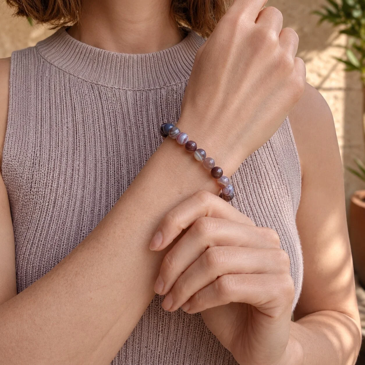 Heilstein-Armband aus Botswana Achat – Sonnenuntergangsstein