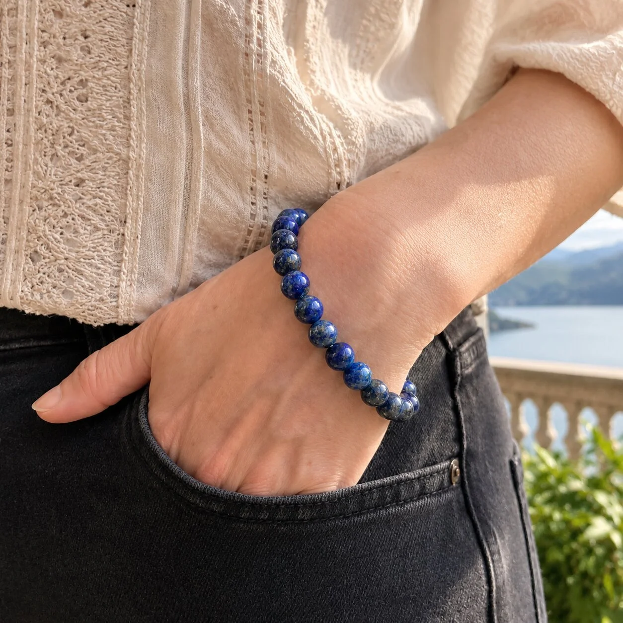 Styling-Idee: Lapislazuli Wisdom kombiniert mit Edelstahl- oder Lederarmband