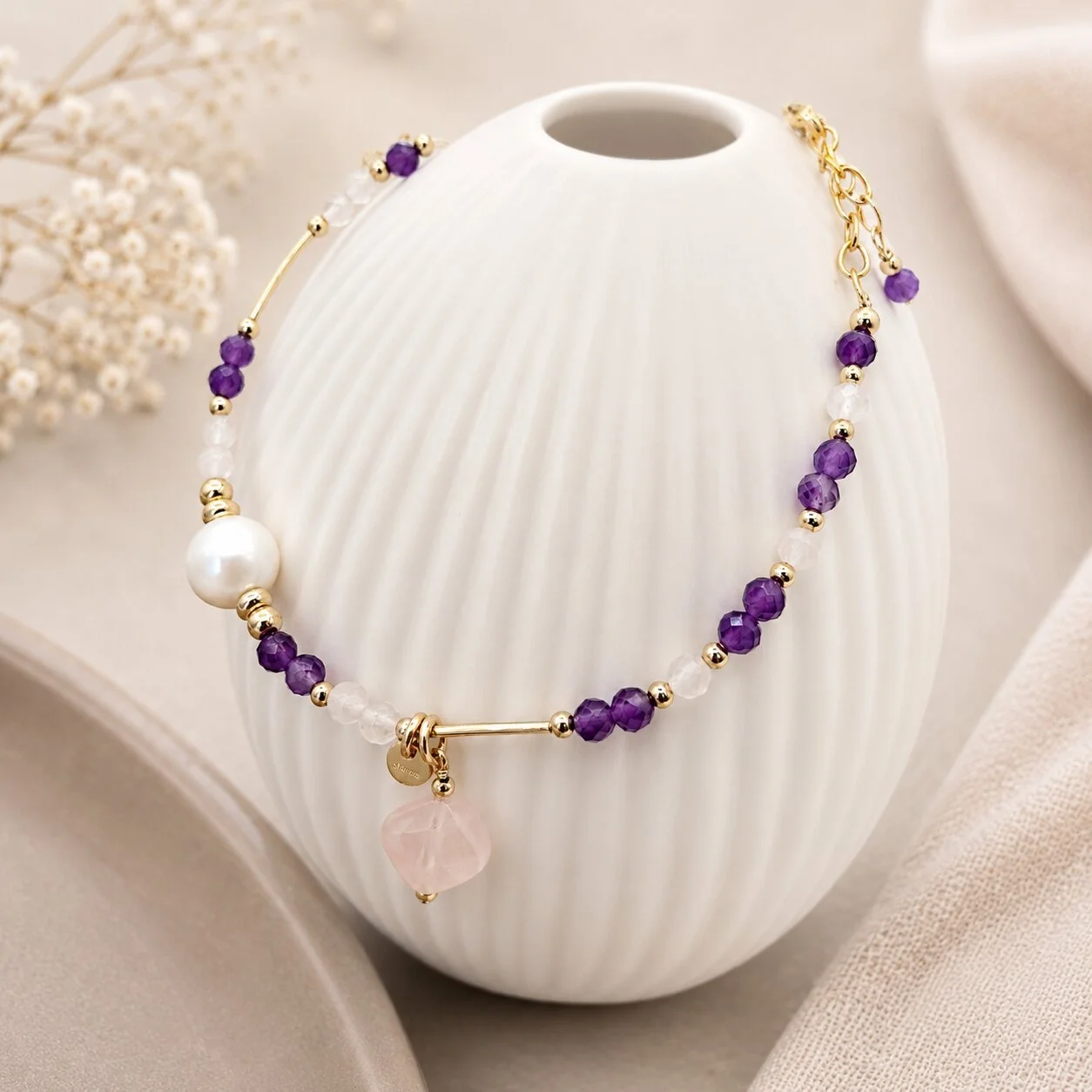 Amethyst Herz Armkette Lesedi – ideal für spirituelle Klarheit und Selbstliebe bei nelglow
