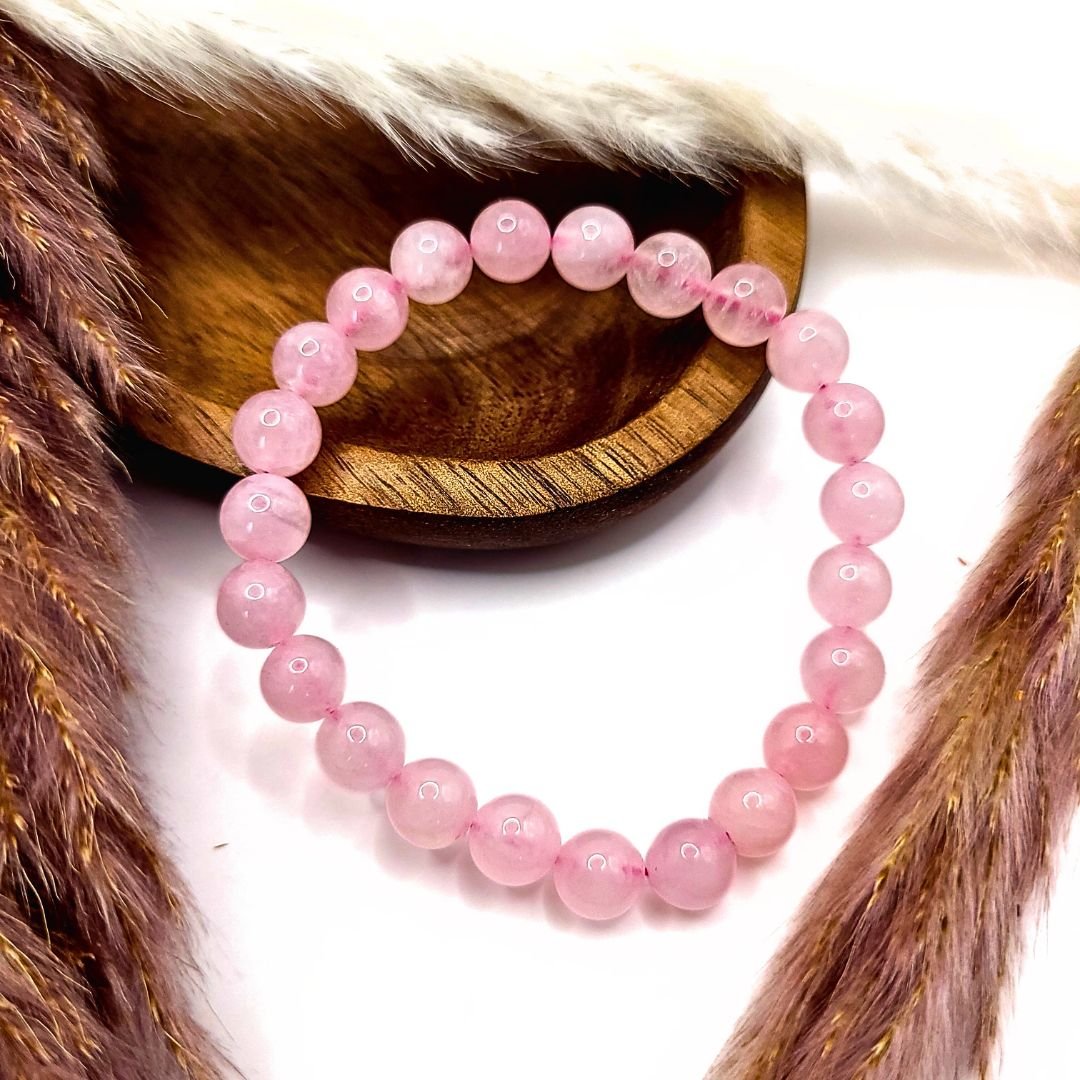 Rosenquarz 'Bliss' Armbander fur herren und damen von nelGlow