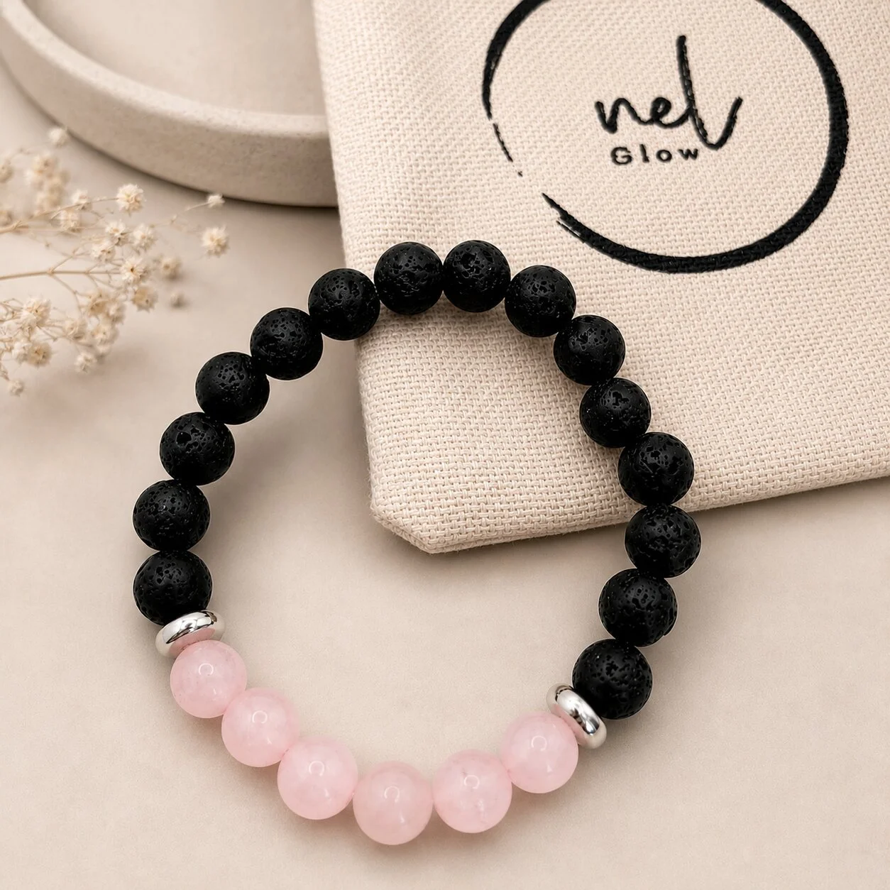 Rosenquarz Armband handgemacht von nelglow
