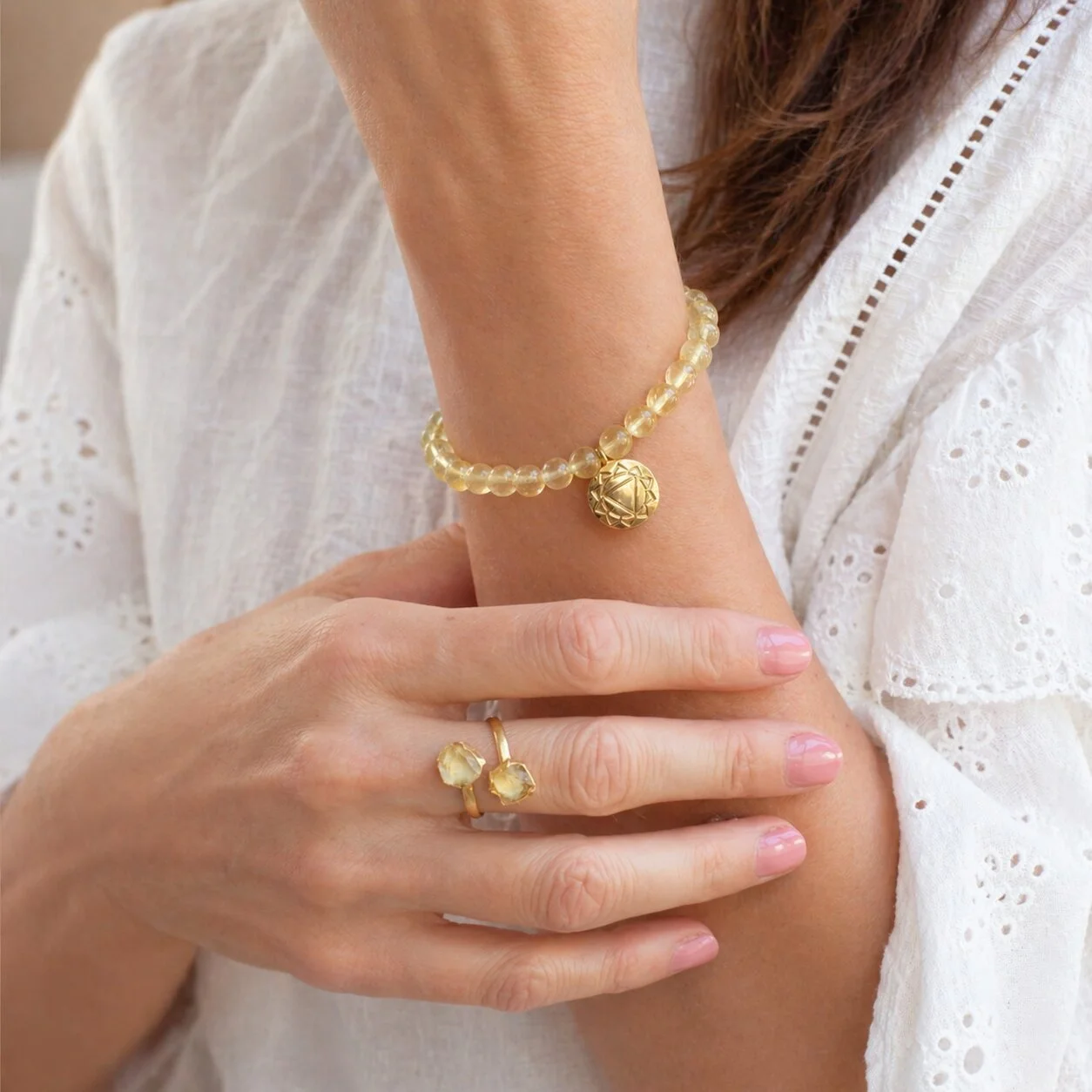 Elegantes Heilstein Armband aus Citrin 6mm Perlen