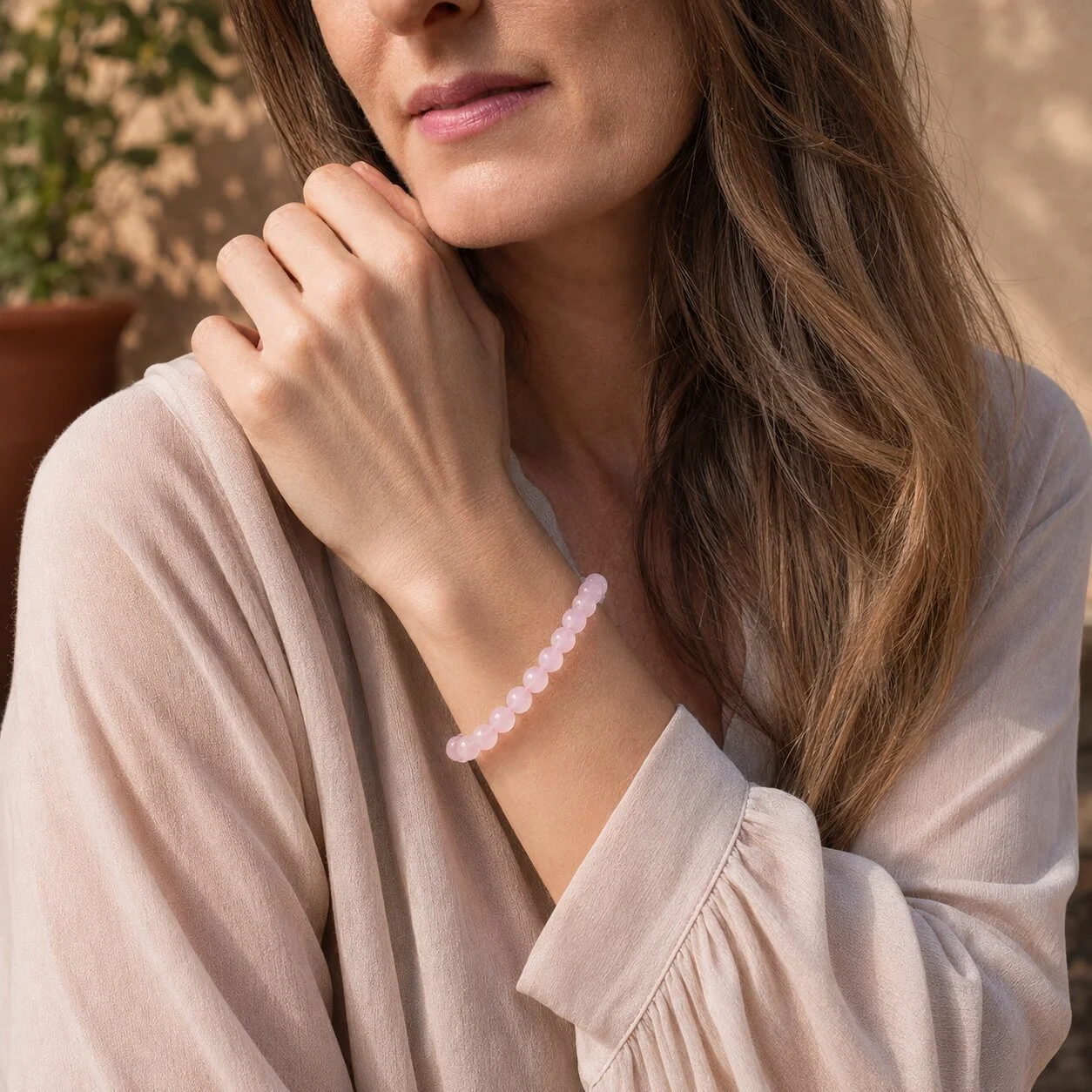 Rosenquarz Armband 'Bliss' ist ein sanftes und kraftvolles Schmuckstück
