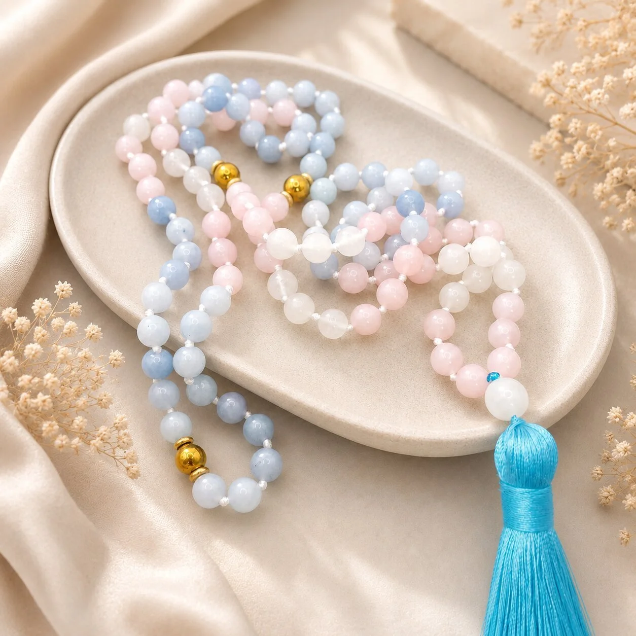 Rosenquarz Mala 'Anupama' fur damen von nelglow