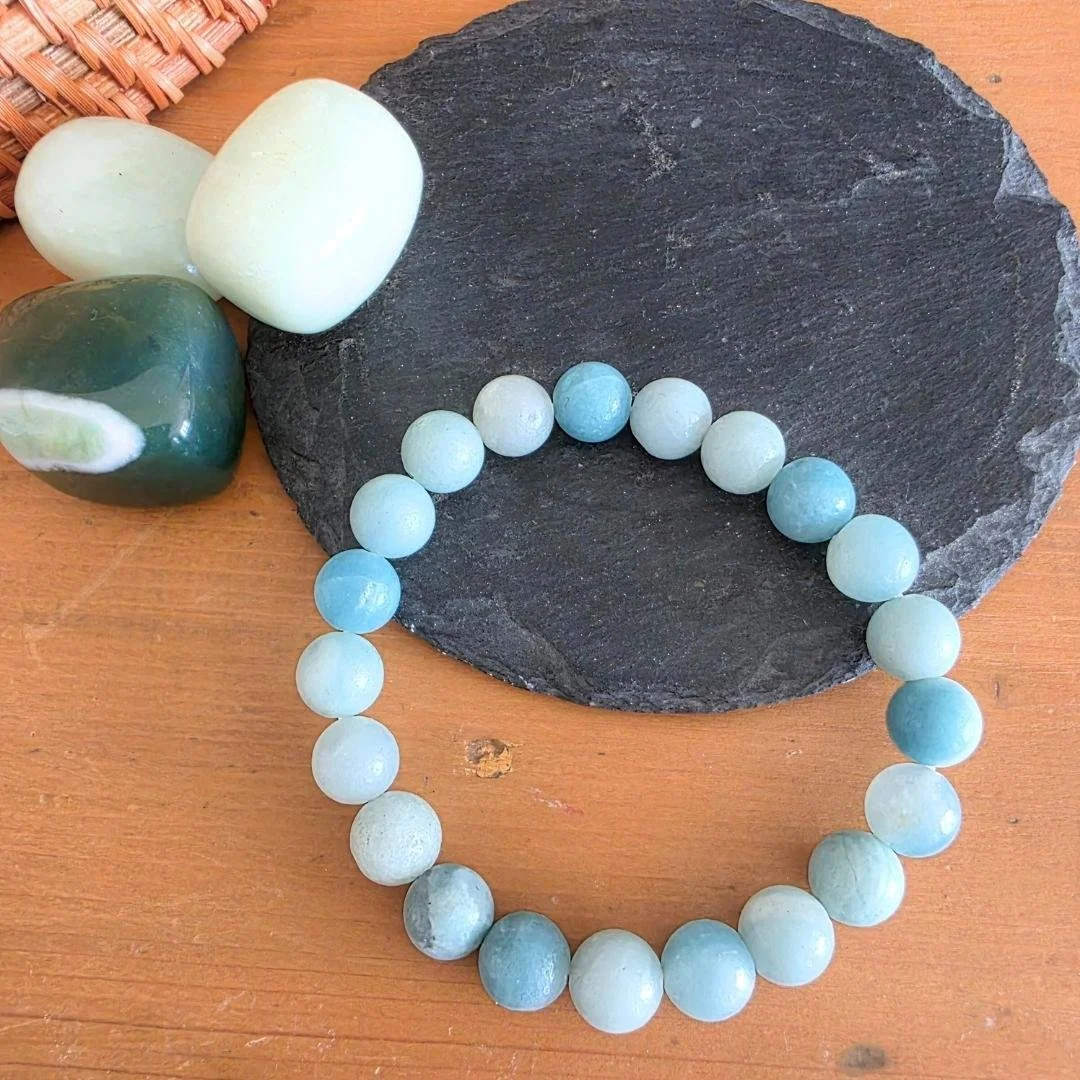 Amazonit Armband ‘Inner Truth’ – 8 mm, 18 cm von nelGlow