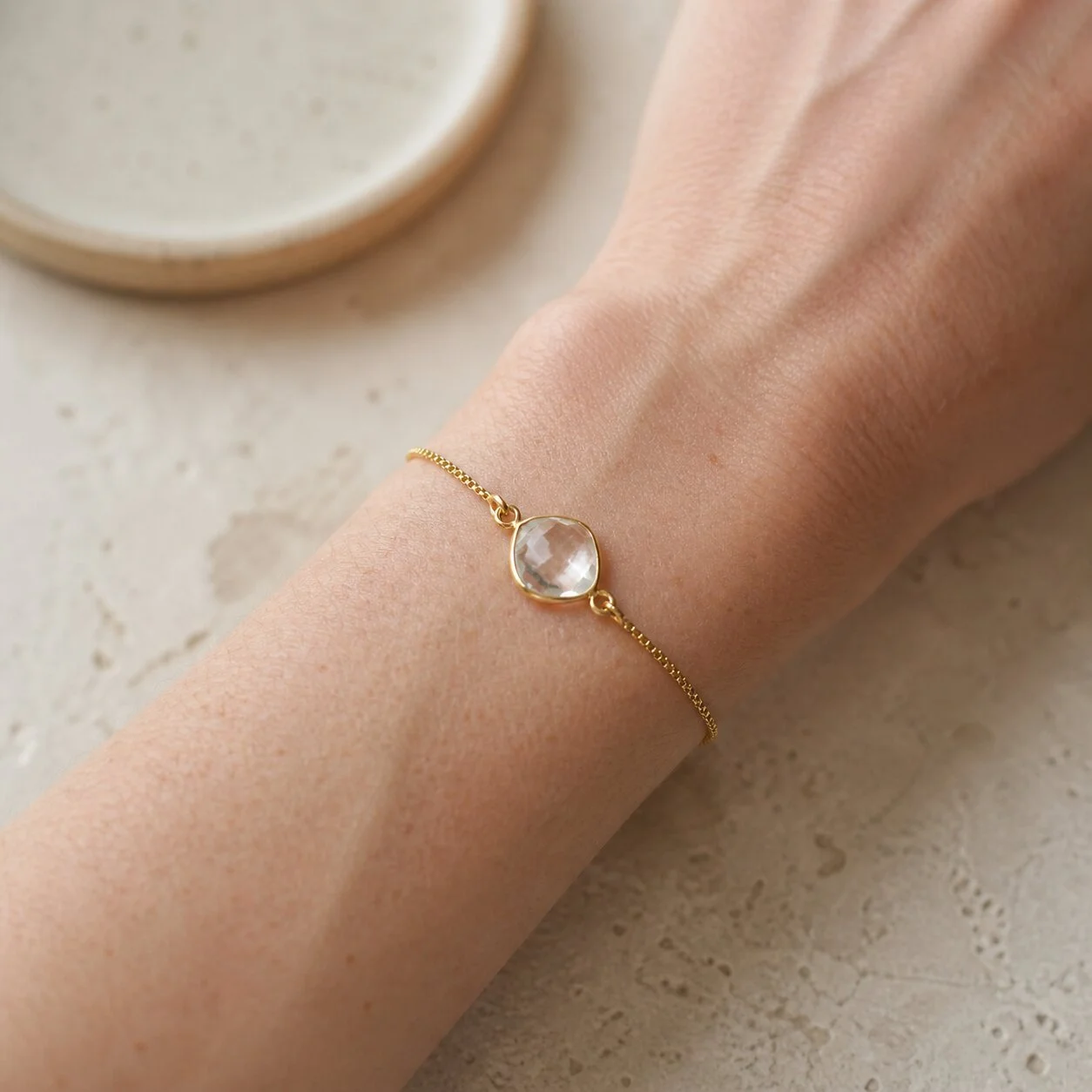 Althea Geburtsstein Armband April mit klarem Bergkristall von nelglow