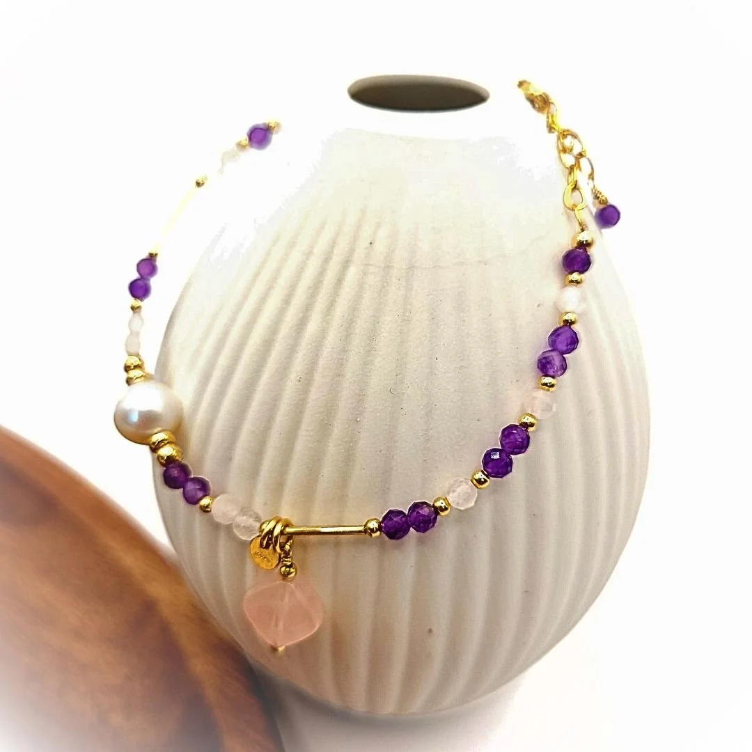 Amethyst Herz Armkette Lesedi – ideal für spirituelle Klarheit und Selbstliebe bei nelglow