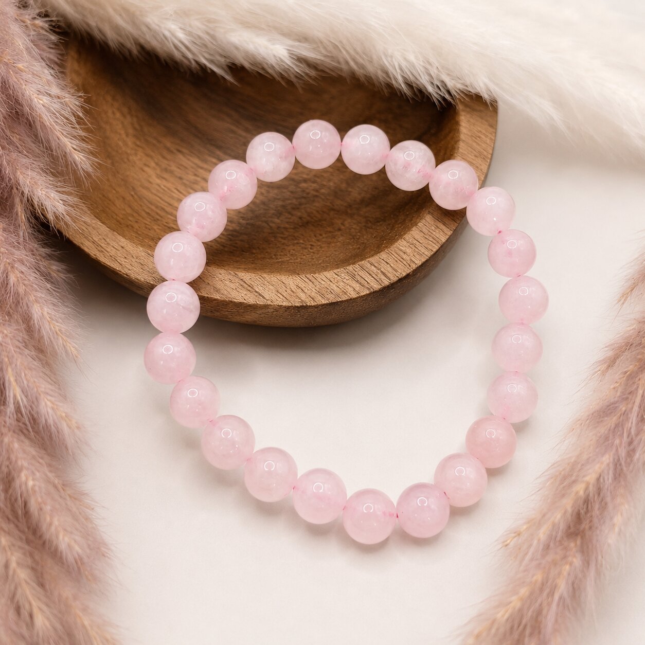 Rosenquarz 'Bliss' Armbander fur herren und damen von nelGlow