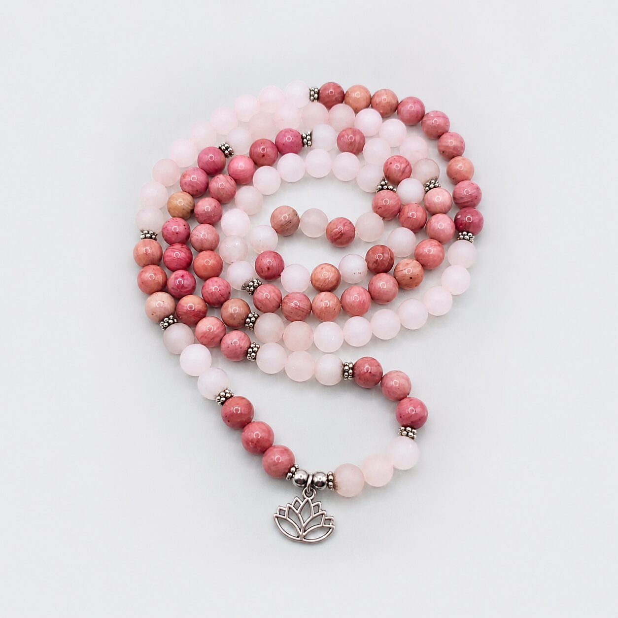 Rosenquarz Mala Kette 'Compassion'