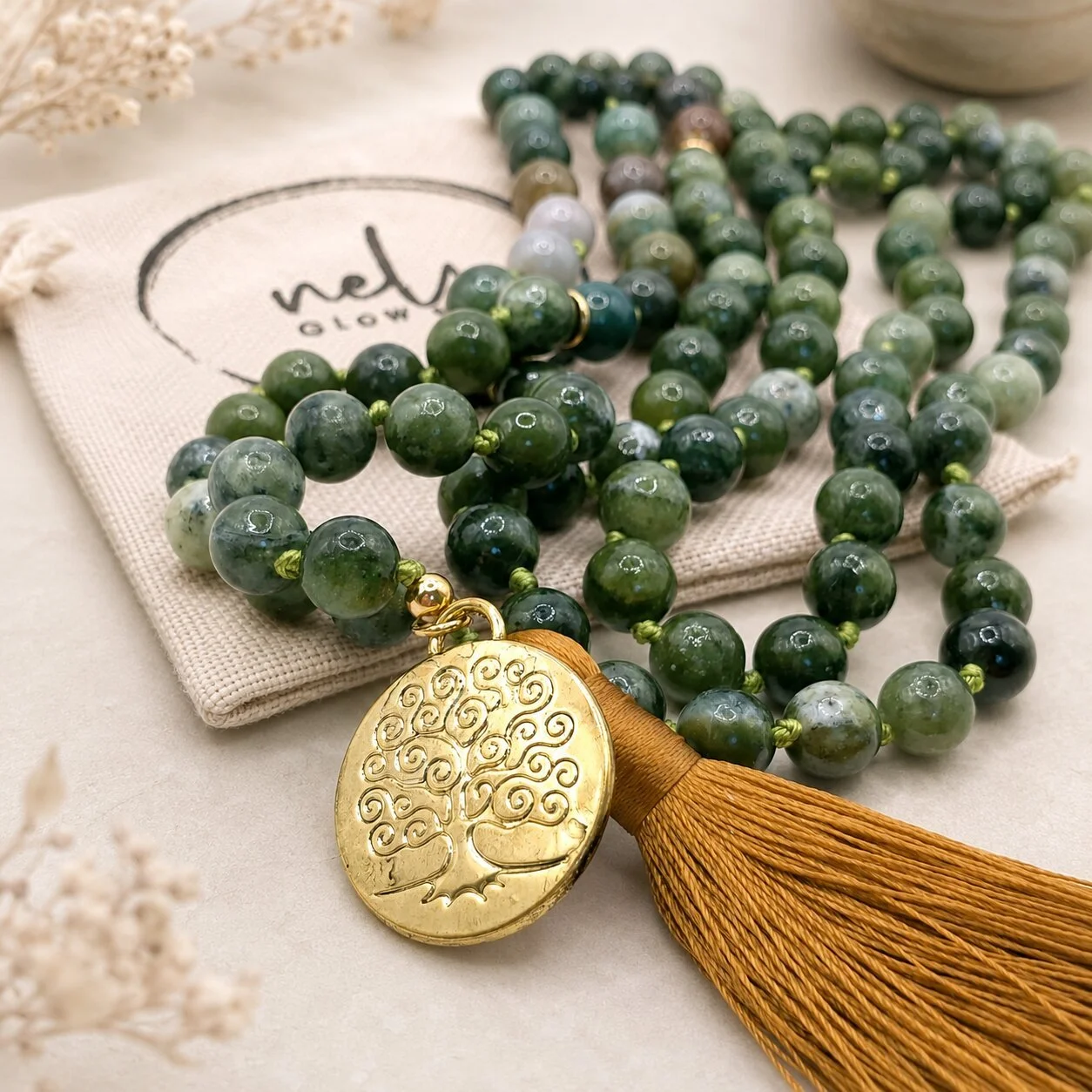 Grüner Jade Mala 'Heaven' fur damen une frauen