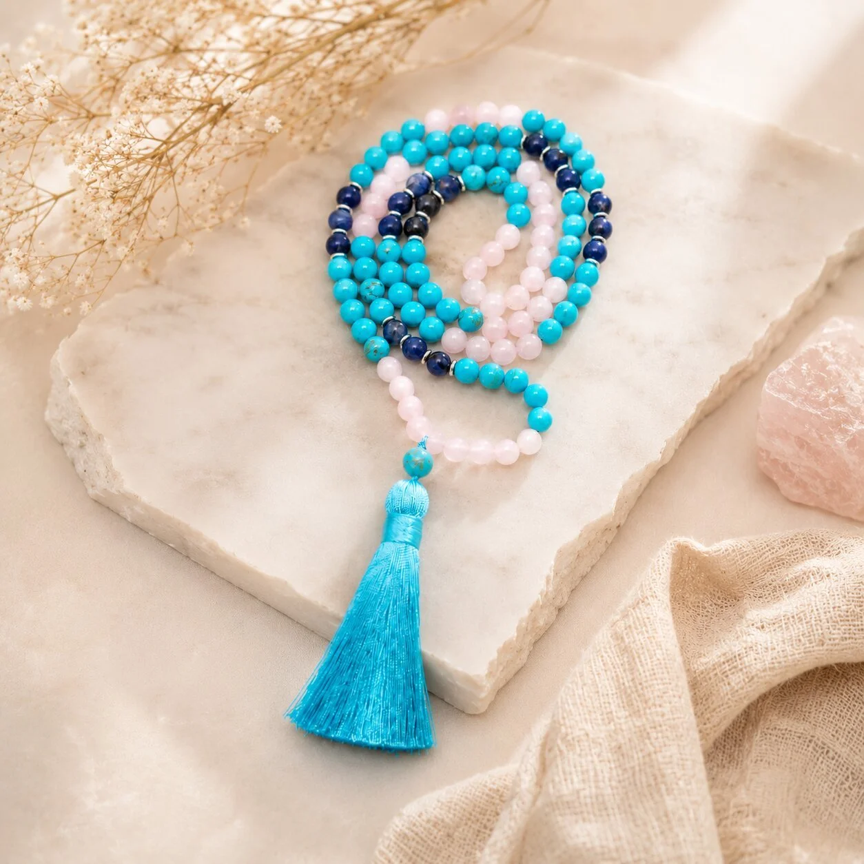 Rosenquarz Malas fur herren und damen von nelglow