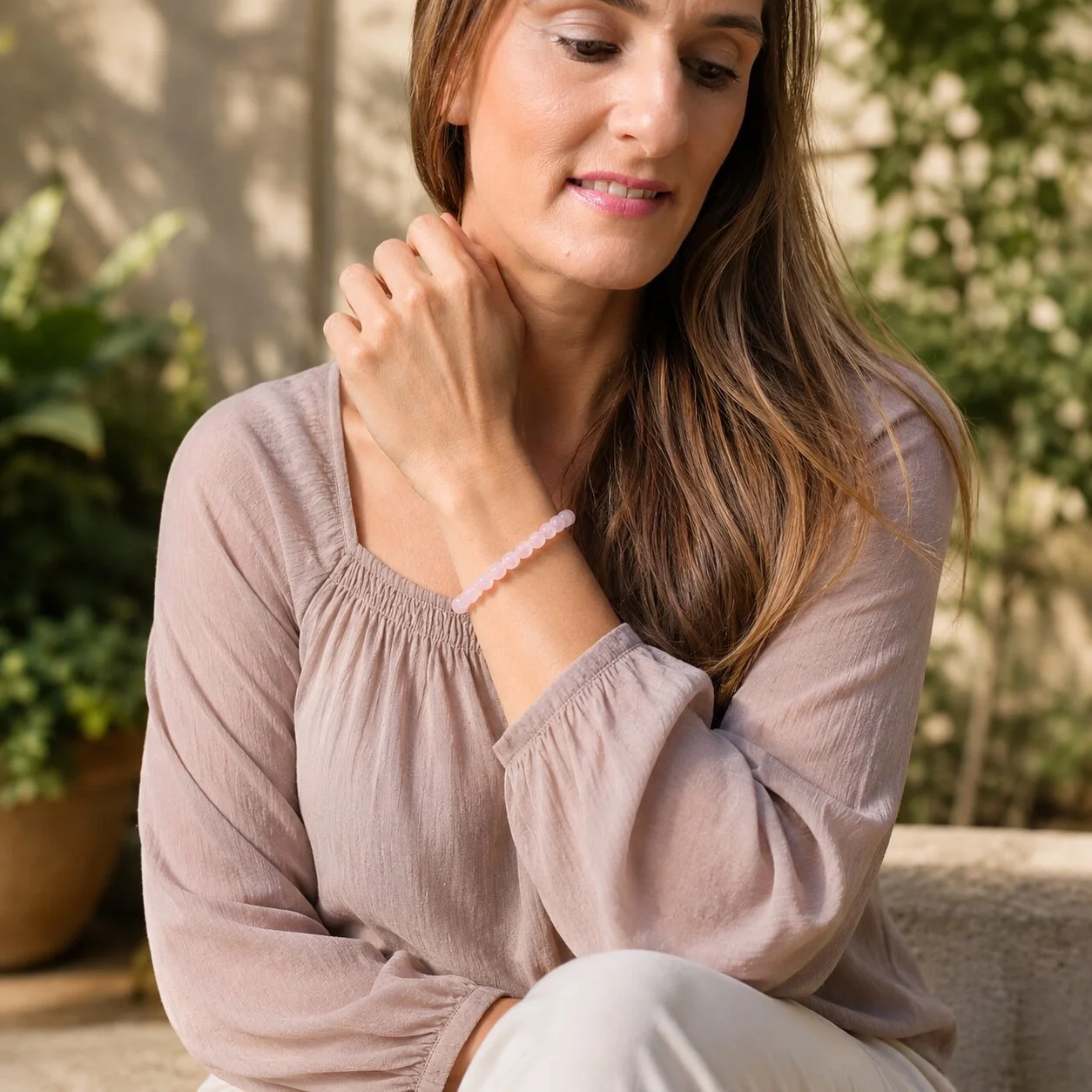 handcrafted rose quartz bracelets for women and girls from nelglow