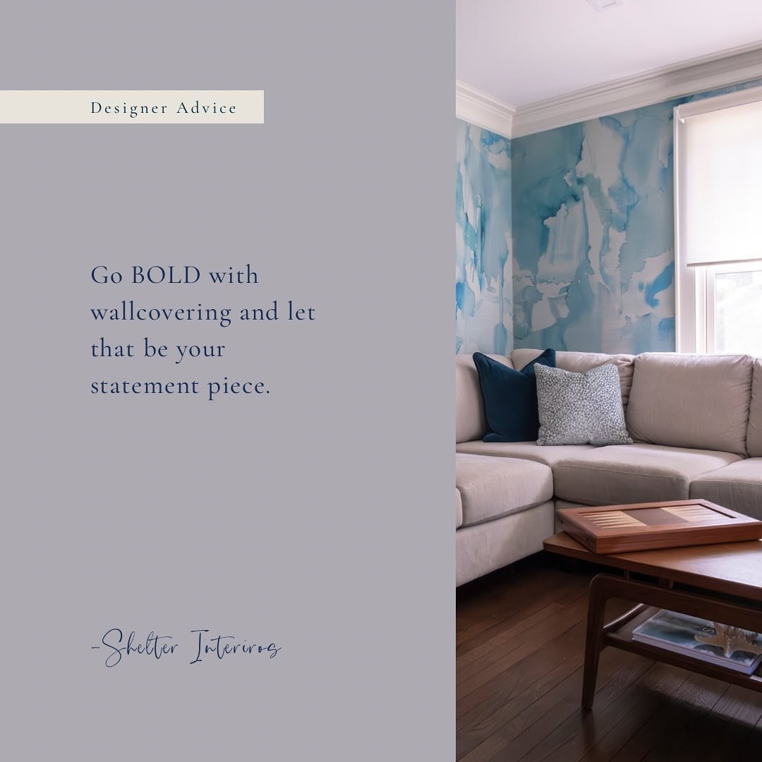 Designer Advice. We have all seen how wallcovering has made a BIG comeback. Choose something bold and let it be your statement piece. Not sure where to start? DM us to start your next renovation or new build. 

#designadvice #wallcovering #interiorde