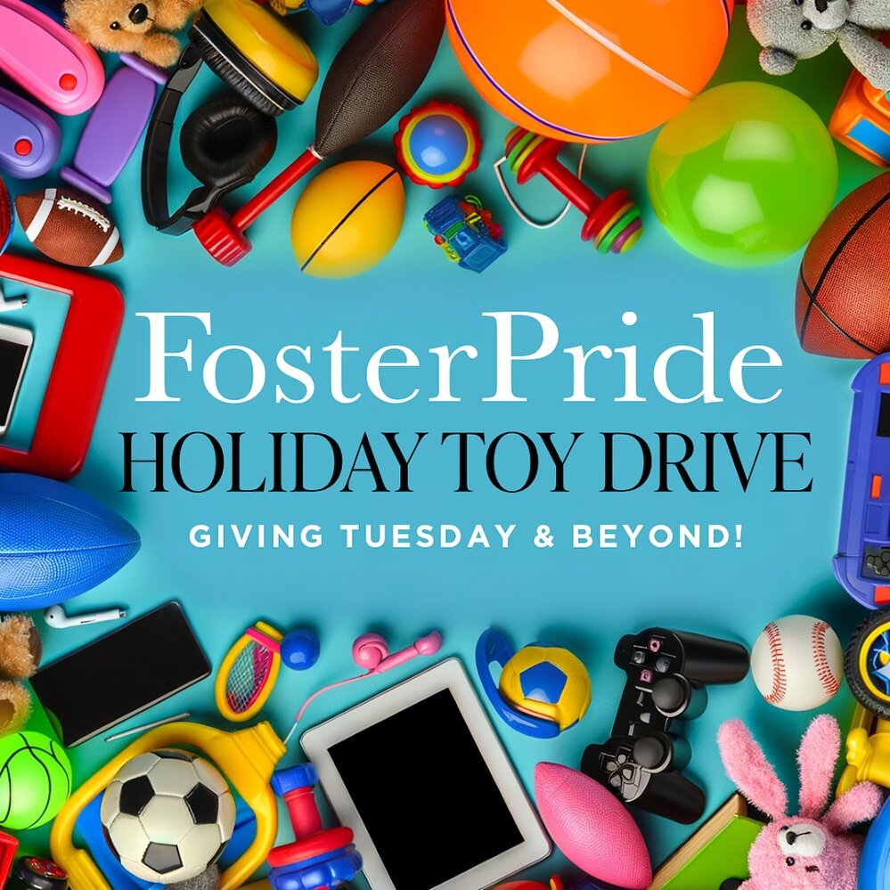 Once again this year, Foster Pride is collecting donations for our Holiday Toy Drive. Your donations go towards toys, books and/or electronics &mdash; items such as a stuffed plushy, building blocks, puzzles, a basketball, art supplies like paints, m