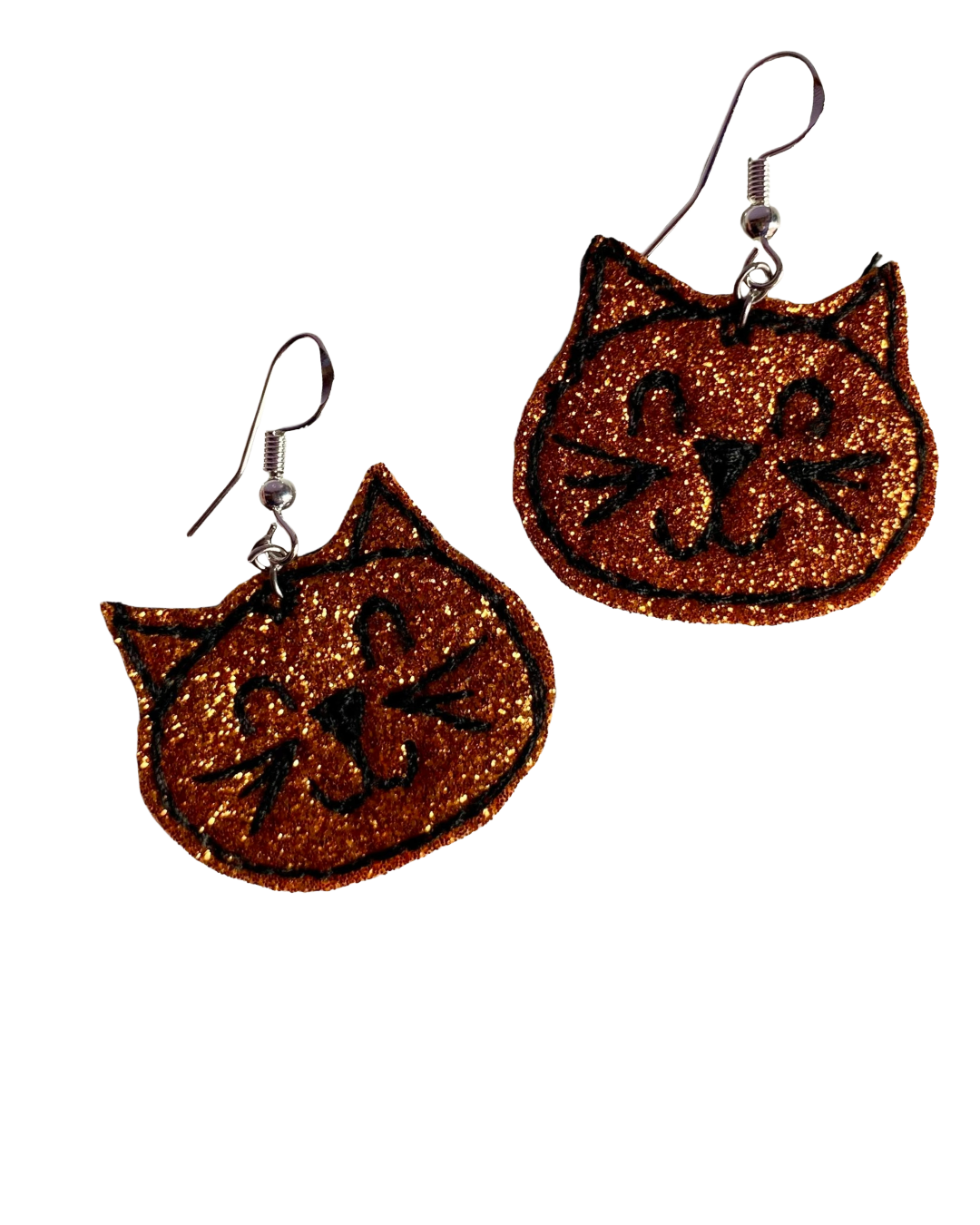 Ginger cat face earrings
