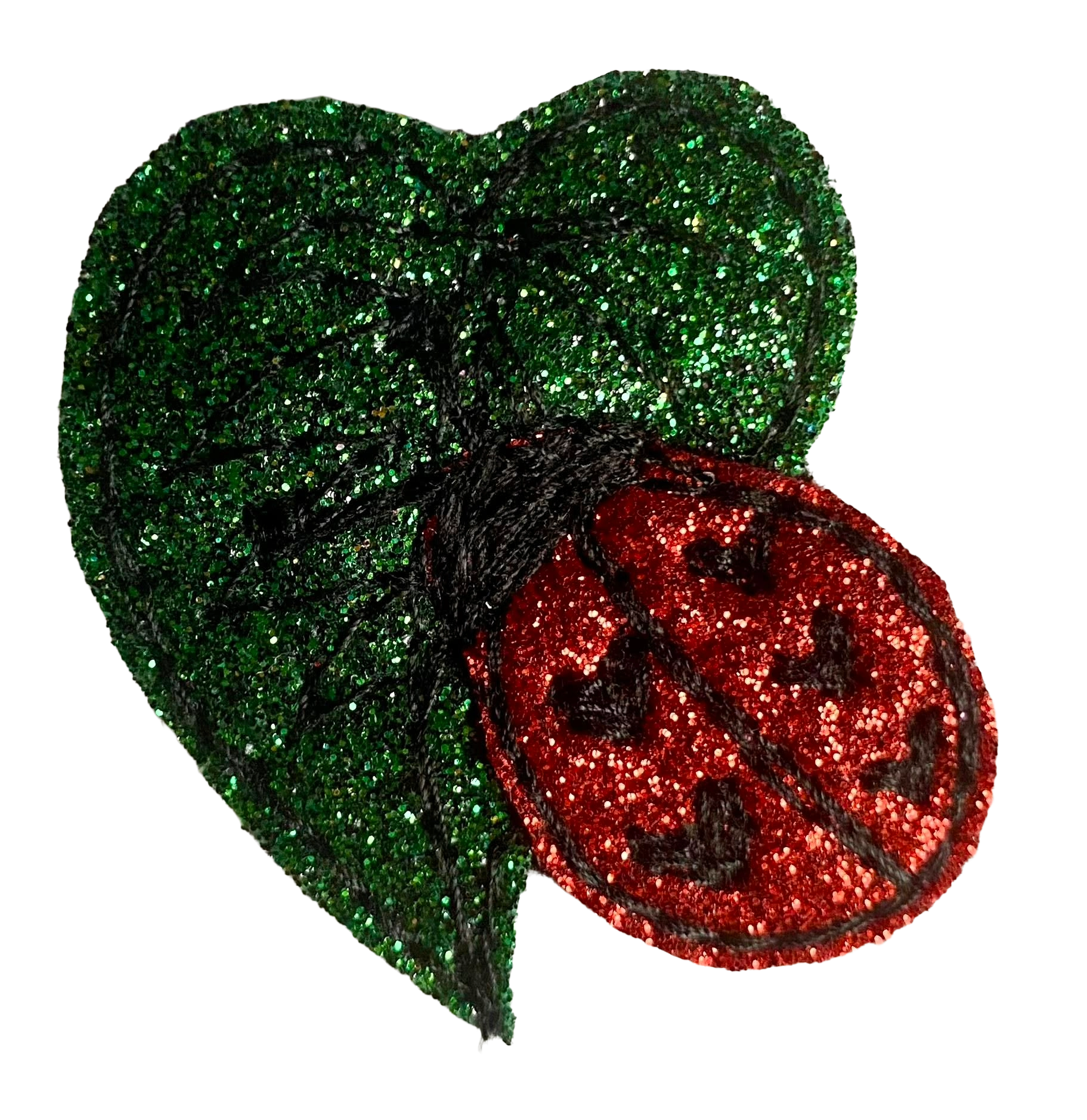 Ladybug on a heart leaf brooch