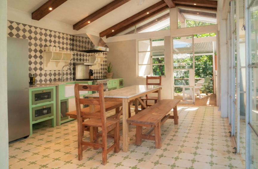 Interior Mediterranean kitchen in Nosara vacation home