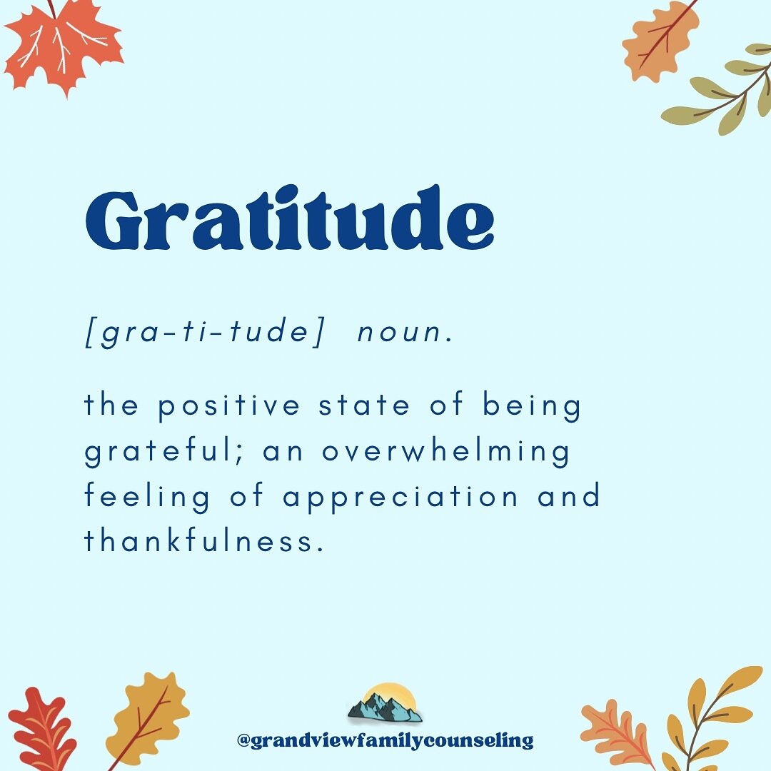 Gratitude
[gra-ti-tude] noun.

the positive state of being grateful; an overwhelming feeling of appreciation and thankfulness. 💙

&bull;
&bull;
#gratitudeattitude #gratitude #thanksgiving #therapyart #mentalhealthart #therapyiscool #counselingpsycho
