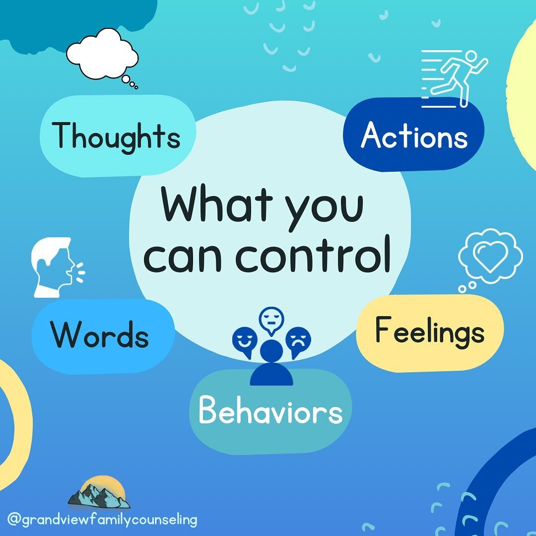 What you can control;

- Thoughts 🧠

- Actions 🏃&zwj;♂️ 

- Words 🗣️

- Feelings 😁

- Behaviors 🎭

&bull;
&bull;
&bull;
#therapistsofinstagram #feelings #actions #thoughts #behaviors #words #therapyart #mentalhealthadvocate #mentalhealthart #men