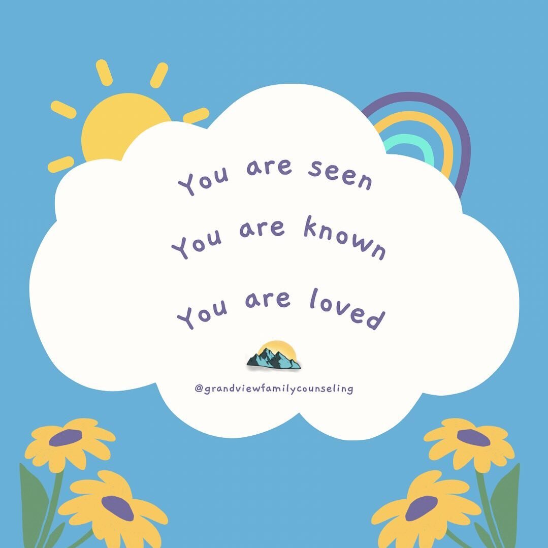 You are seen 🌈 

You are known ⛅️ 

You are loved 🌻 

&bull;
&bull;
&bull;
#therapistsofinstagram #positiveaffirmations #playtherapy #counseling #positivethoughts #mindfulness #mentalhealthsupport #youareloved