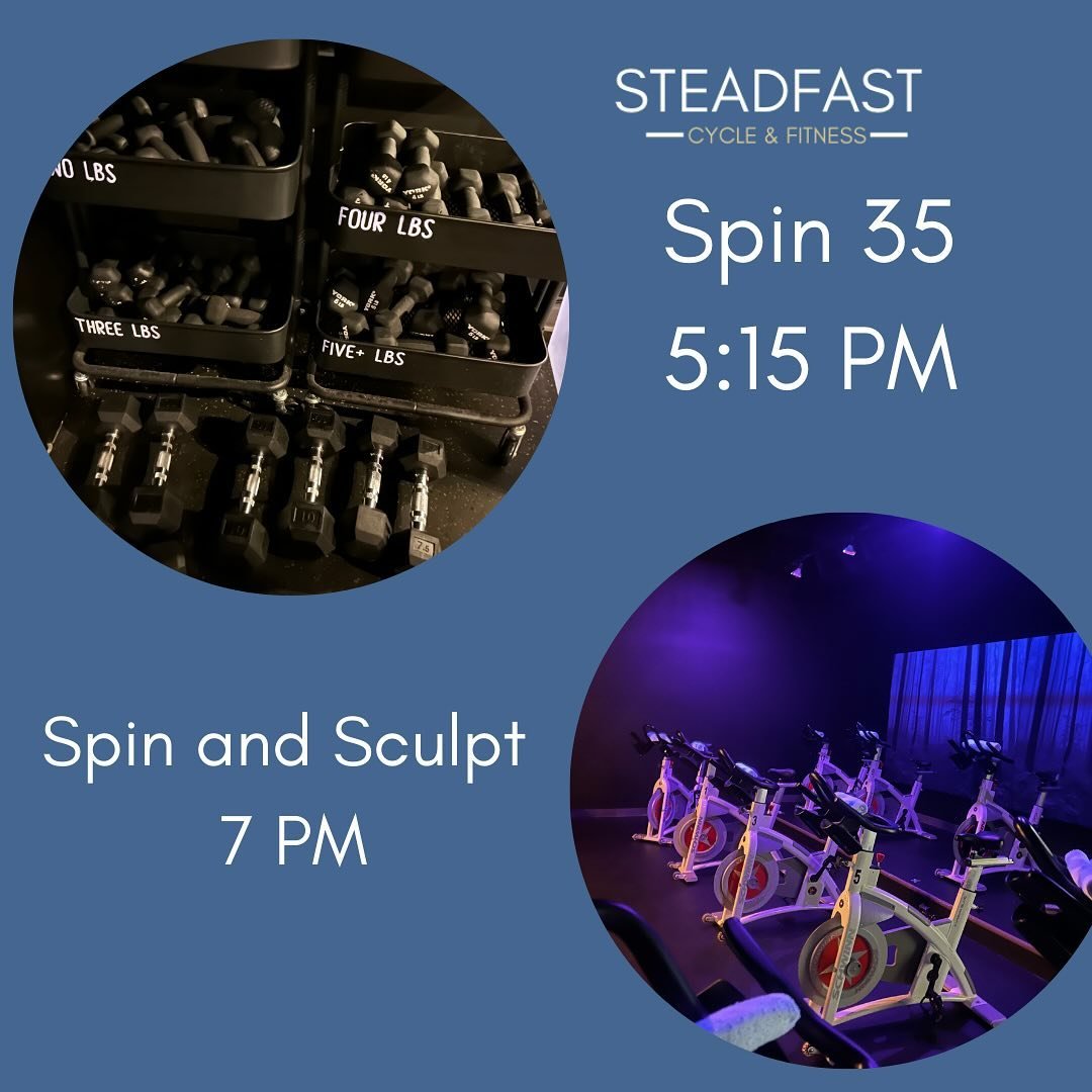 Happy Wednesday !! It's a new month and how have you been moving ? Are you feeling a little lethargic or stiff , stressed out ? 
Come join us in the studio for a quick spin 35 express or indulge in a spin and sculpt class to de-stress!  We may not ha